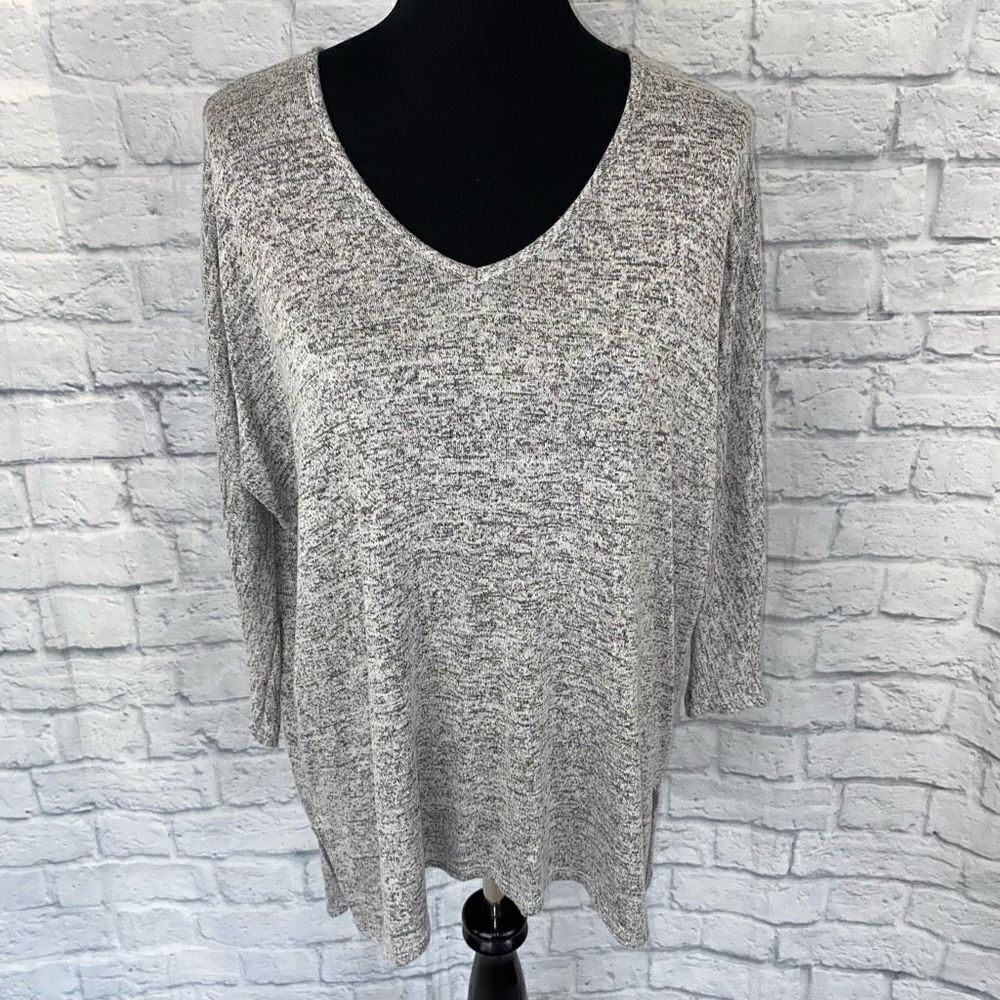 Olivia Rae pullover v-cut longsleeve sweater grey marble size small women